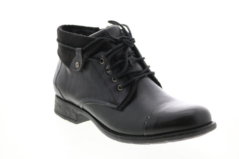Earth Inc. Rexford Tie Boot Womens Black Leather Zipper Ankle & Booties Boots