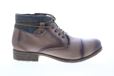 Earth Inc. Rexford Tie Boot Womens Brown Leather Zipper Ankle & Booties Boots