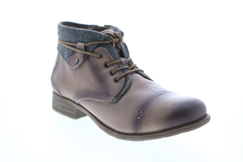Earth Inc. Rexford Tie Boot Womens Brown Leather Zipper Ankle & Booties Boots