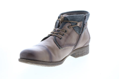 Earth Inc. Rexford Tie Boot Womens Brown Leather Zipper Ankle & Booties Boots