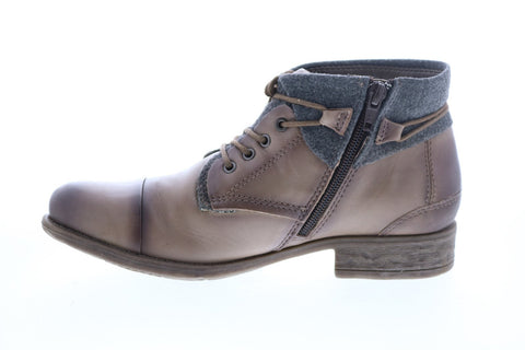Earth Inc. Rexford Tie Boot Womens Brown Leather Zipper Ankle & Booties Boots