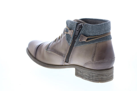 Earth Inc. Rexford Tie Boot Womens Brown Leather Zipper Ankle & Booties Boots