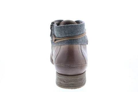 Earth Inc. Rexford Tie Boot Womens Brown Leather Zipper Ankle & Booties Boots