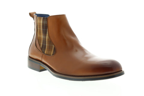 Robert Graham Baum RG5254B Mens Brown Leather Slip On Chelsea Boots Shoes Shoes