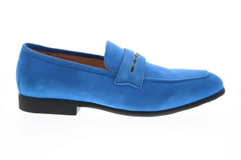 Robert Graham Mitchum RG5321S Mens Blue Suede Loafers & Slip Ons Penny Shoes