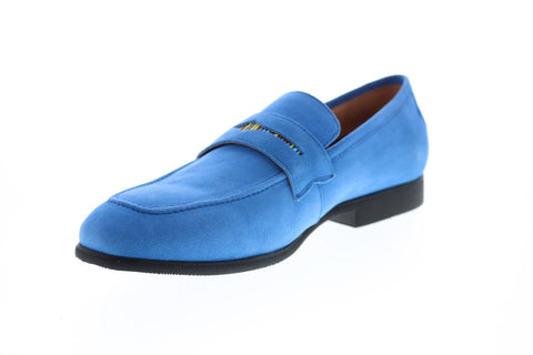 Robert Graham Mitchum RG5321S Mens Blue Suede Loafers & Slip Ons Penny Shoes