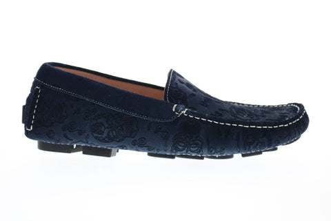 Robert Graham Rally RG5342S Mens Blue Leather Moccasin Loafers & Slip Ons Shoes