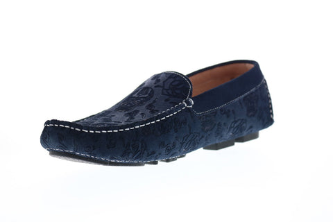 Robert Graham Rally RG5342S Mens Blue Leather Moccasin Loafers & Slip Ons Shoes