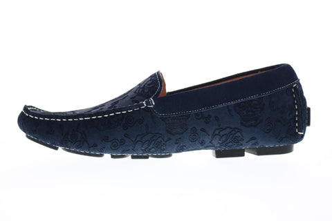 Robert Graham Rally RG5342S Mens Blue Leather Moccasin Loafers & Slip Ons Shoes