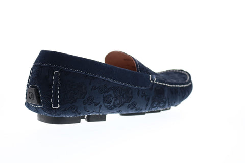 Robert Graham Rally RG5342S Mens Blue Leather Moccasin Loafers & Slip Ons Shoes