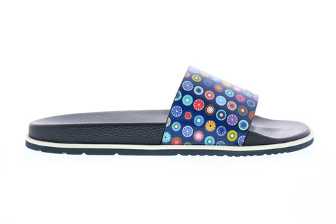 Robert Graham Alfa RG5361F Mens Blue Leather Slip On Slides Sandals Shoes