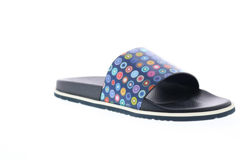 Robert Graham Alfa RG5361F Mens Blue Leather Slip On Slides Sandals Shoes