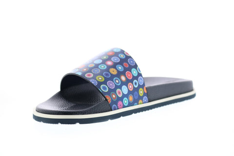 Robert Graham Alfa RG5361F Mens Blue Leather Slip On Slides Sandals Shoes