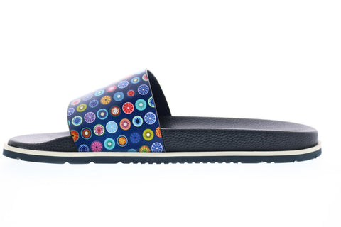 Robert Graham Alfa RG5361F Mens Blue Leather Slip On Slides Sandals Shoes
