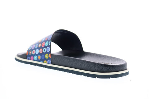 Robert Graham Alfa RG5361F Mens Blue Leather Slip On Slides Sandals Shoes