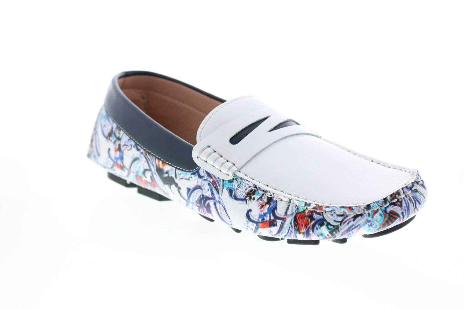 Robert Graham Driving Shoes Loafer Blue Ruby Leather Multi Color Men SZ 8-no box Mens Shoes | Shoes For Men | Robert Graham main image 3