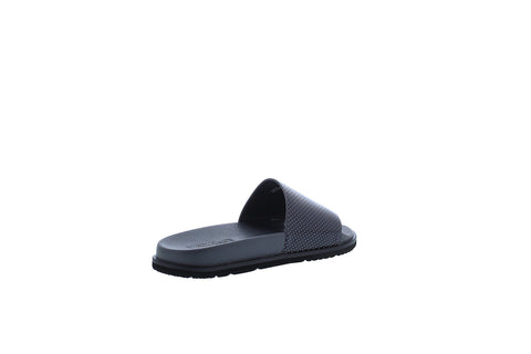 Robert Graham Sherry RG5818F Mens Gray Leather Slip On Slides Sandals Shoes