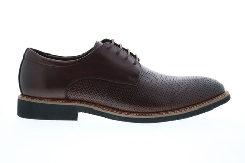Robert Graham Capra RGC5201 Mens Brown Leather Plain Toe Oxfords & Lace Ups Shoes