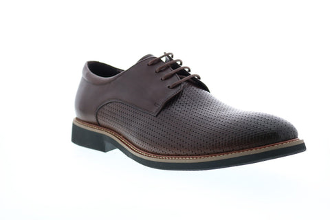 Robert Graham Capra RGC5201 Mens Brown Leather Plain Toe Oxfords & Lace Ups Shoes