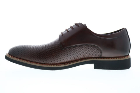 Robert Graham Capra RGC5201 Mens Brown Leather Plain Toe Oxfords & Lace Ups Shoes