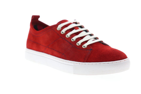Robert Graham Ernesto RGL5021 Mens Red Suede Lace Up Low Top Sneakers Shoes
