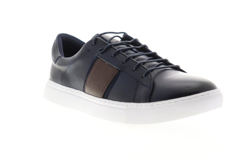 Robert Graham Delgado RGL5022 Mens Blue Leather Lace Up Low Top Sneakers Shoes