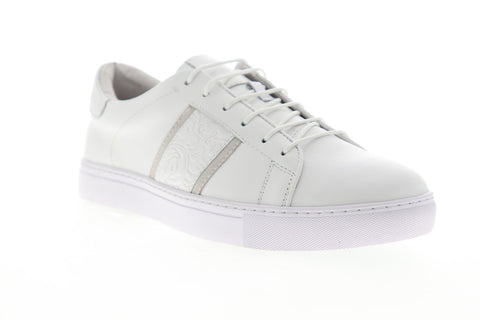 Robert Graham Delgado RGL5022 Mens White Leather Lace Up Low Top Sneakers Shoes