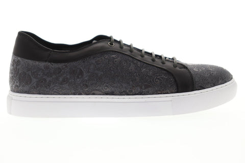 Robert Graham Coates RGL5128 Mens Gray Leather Lace Up Low Top Sneakers Shoes