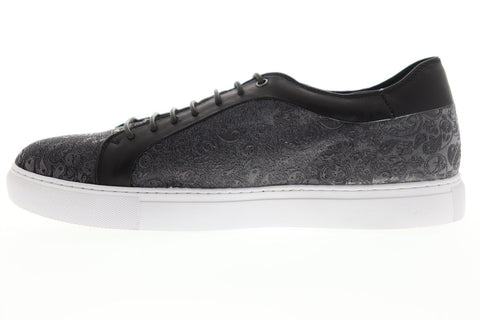 Robert Graham Coates RGL5128 Mens Gray Leather Lace Up Low Top Sneakers Shoes