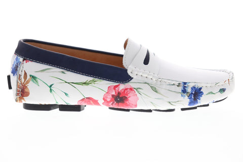 Robert Graham Jardin RGS5053 Mens White Leather Casual Slip On Loafers Shoes