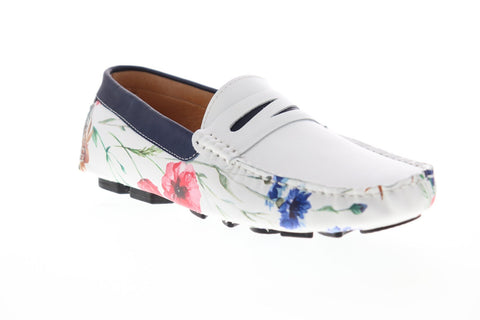 Robert Graham Jardin RGS5053 Mens White Leather Casual Slip On Loafers Shoes