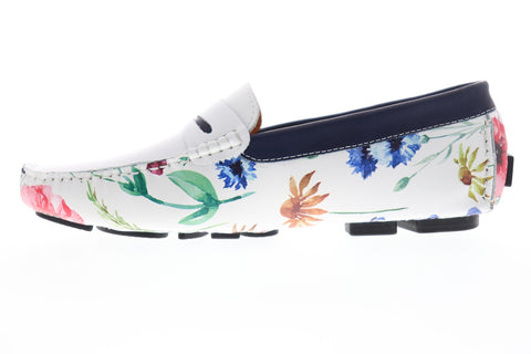Robert Graham Jardin RGS5053 Mens White Leather Casual Slip On Loafers Shoes