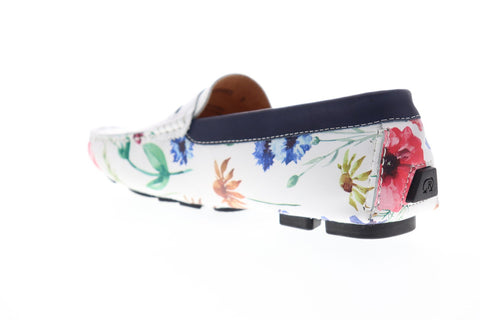 Robert Graham Jardin RGS5053 Mens White Leather Casual Slip On Loafers Shoes