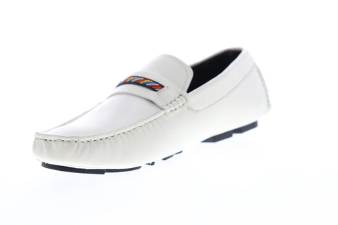 Robert Graham Hart II RGS5100II Mens White Leather Casual Slip On Loafers Shoes