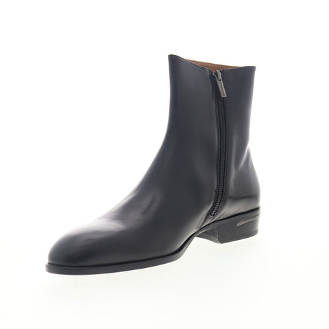 Bruno Magli Riccardo Mens Black Leather Zipper Casual Dress Boots Shoes