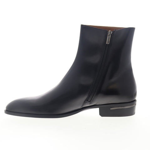 Bruno Magli Riccardo Mens Black Leather Zipper Casual Dress Boots Shoes