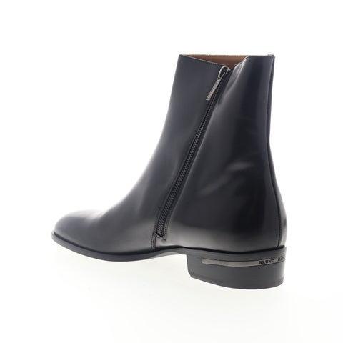Bruno Magli Riccardo Mens Black Leather Zipper Casual Dress Boots Shoes