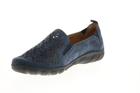 Earth Origins Rikki Womens Blue Wide Suede Slip On Loafers Flats Shoes