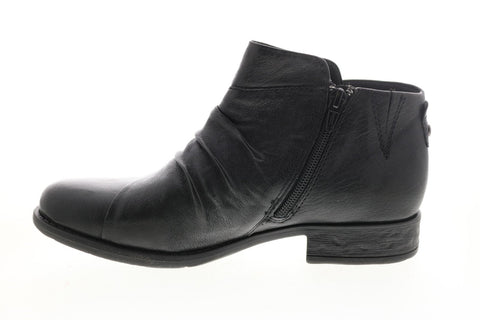Earth Inc. Ronan Flat Boot Womens Black Leather Zipper Ankle & Booties Boots