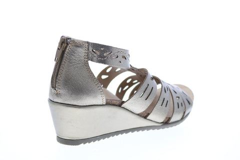 Earth Origins Ruby Womens Silver Leather Zipper Wedges Heels Shoes