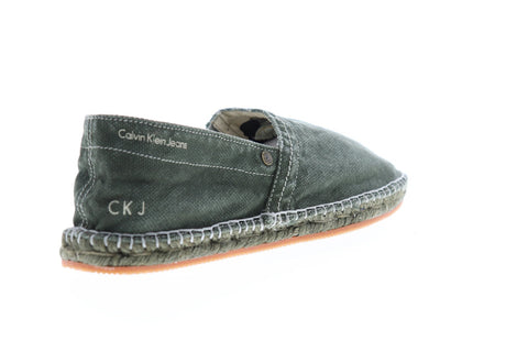 Calvin Klein Charles S0005 Mens Green Canvas Slip On Sneakers Shoes