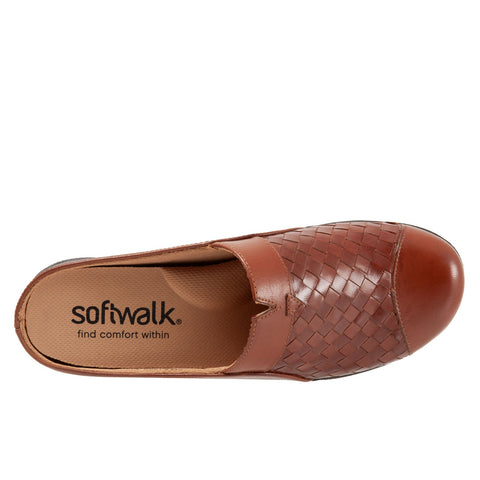 Softwalk San Marcos S1366-245 Womens Brown Narrow Clog Sandals Shoes