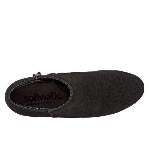 Softwalk Rocklin S1457-003 Womens Black Wide Leather Ankle & Booties Boots