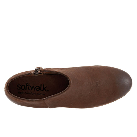Softwalk Rocklin S1457-262 Womens Brown Narrow Leather Ankle & Booties Boots