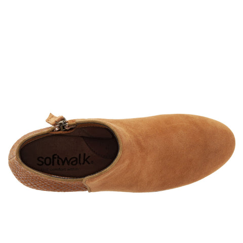 Softwalk Rocklin S1457-264 Womens Brown Suede Zipper Ankle & Booties Boots