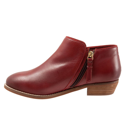 Softwalk Rocklin S1457-601 Womens Red Leather Zipper Ankle & Booties Boots