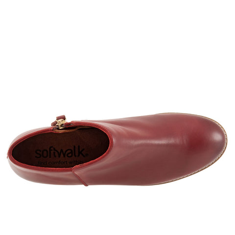 Softwalk Rocklin S1457-601 Womens Red Leather Zipper Ankle & Booties Boots