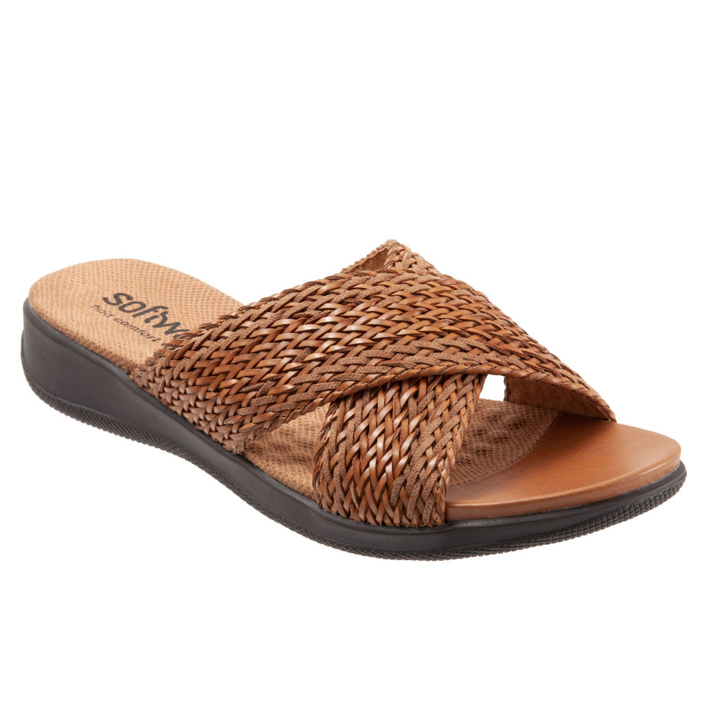 Softwalk Tillman S1502-271 Womens Brown Leather Slides Sandals Shoes ...