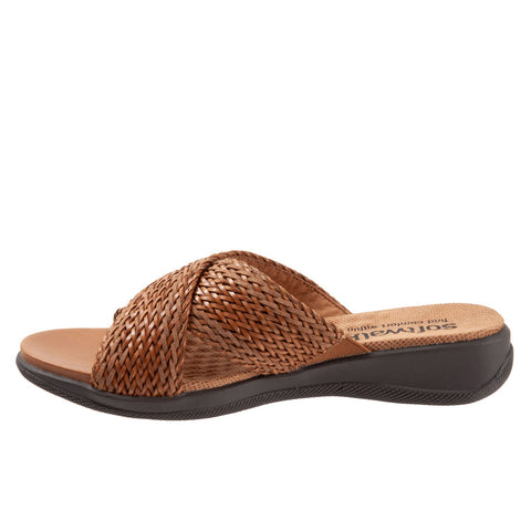 Softwalk Tillman S1502-271 Womens Brown Leather Slides Sandals Shoes