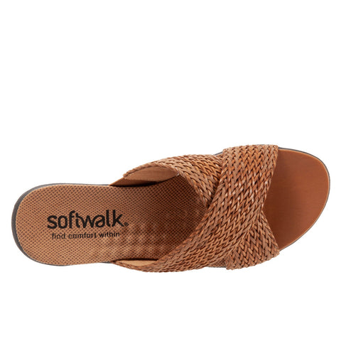 Softwalk Tillman S1502-271 Womens Brown Leather Slides Sandals Shoes